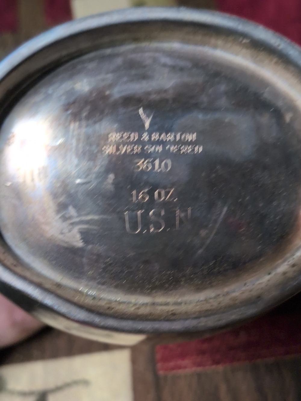 Reed & Barton Silver-Tone U.S.N. Marked Canister
